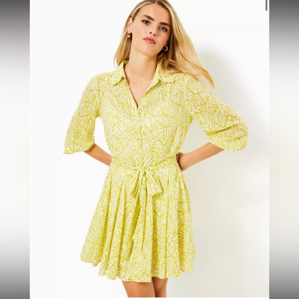 Lilly Pulitzer Melony Shirtdress - Jardin Green Zee Bebe Size 00 - Picture 2 of 14